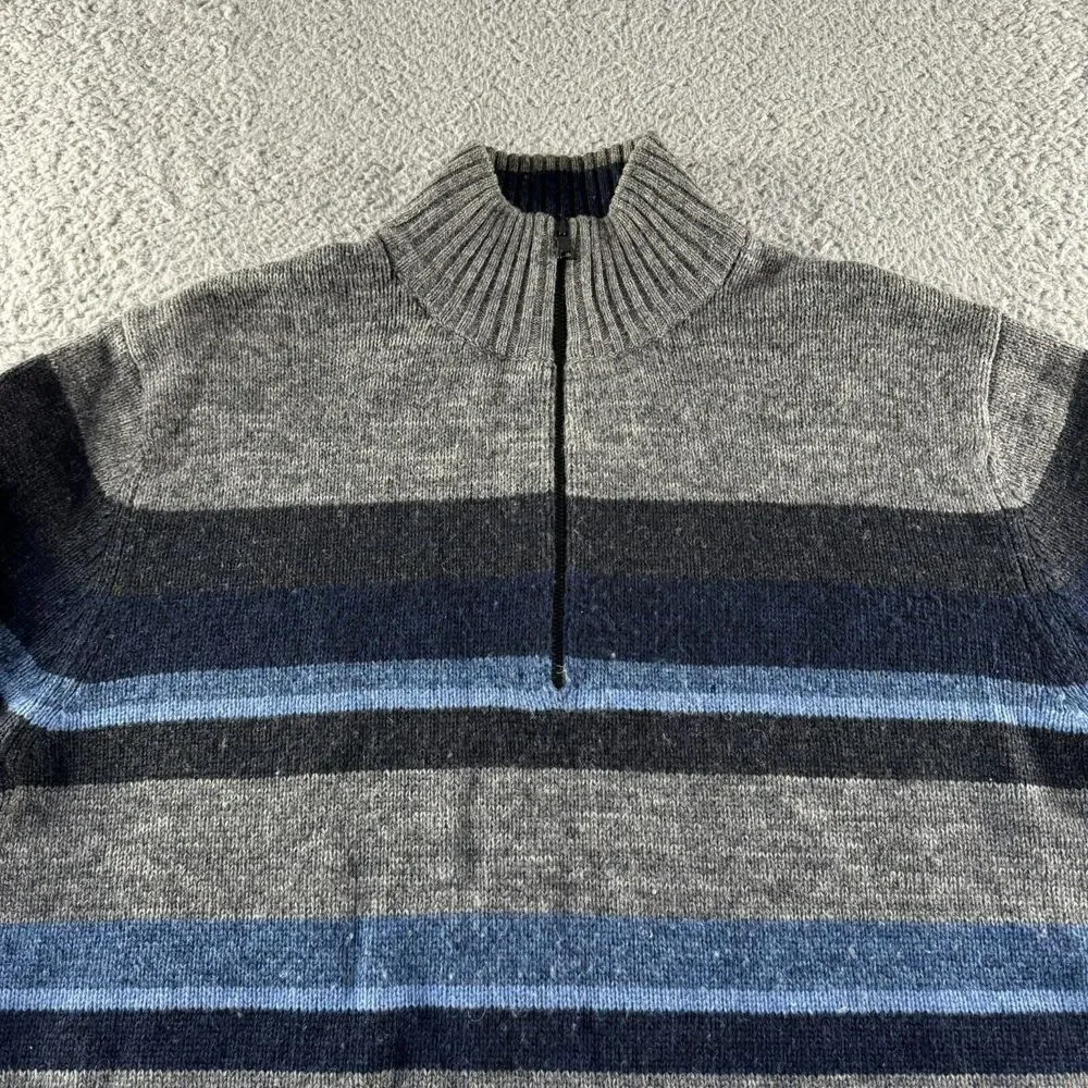 NEW Vintage Banana Republic Sweater Mens Extra Large Gray Blue Wool 1/4 Zip Mock